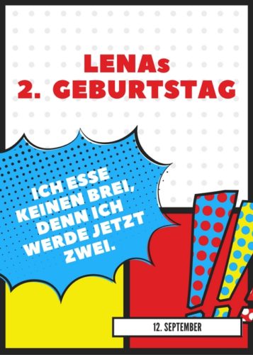 Einladungskarte zum 2. Geburtstag, Text 