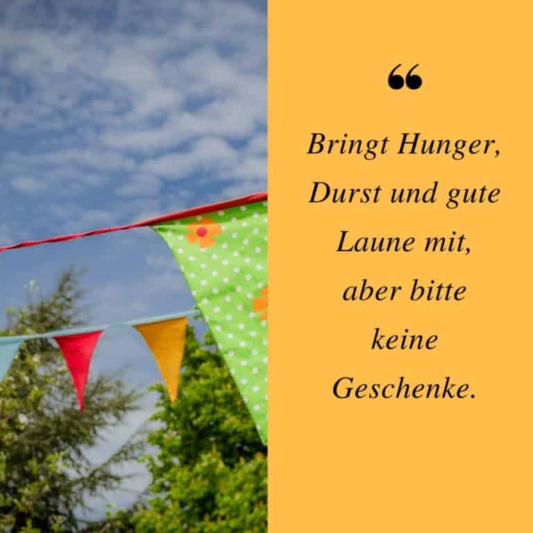 Bitte keine Geschenke zum Geburtstag, Sprüche für Einladung
