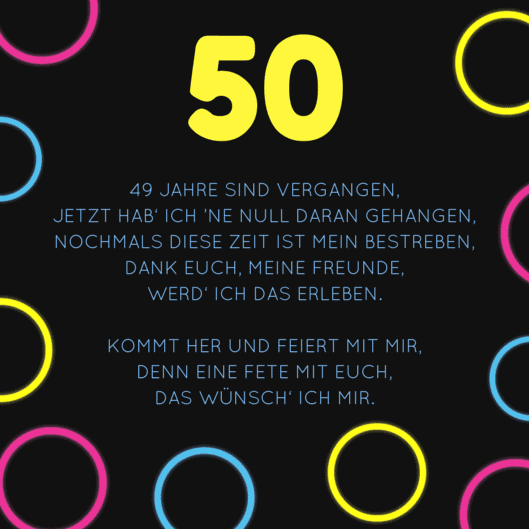 Sprüche 50 geburtstag karte Sprüche zum