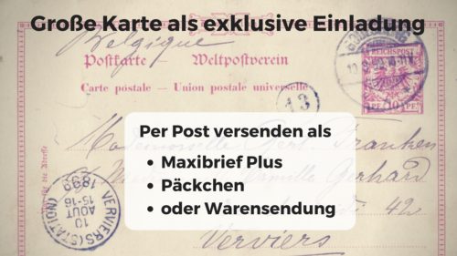 Große Karte als exklusive Einladung per Post versenden