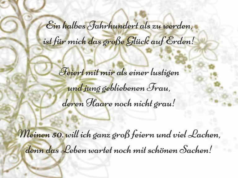 Einladungssprüche zum 50. Geburtstag einer Frau EinladungskartenBday.de