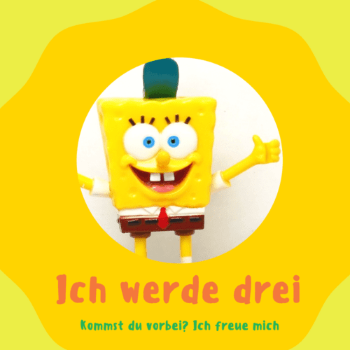 Hurra, ich werde drei, als Einladungsspruch für Kindergeburtstag